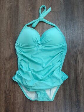 Victoria's Secret New Seafoam Green Large Halter Top Swim Suit One Piece